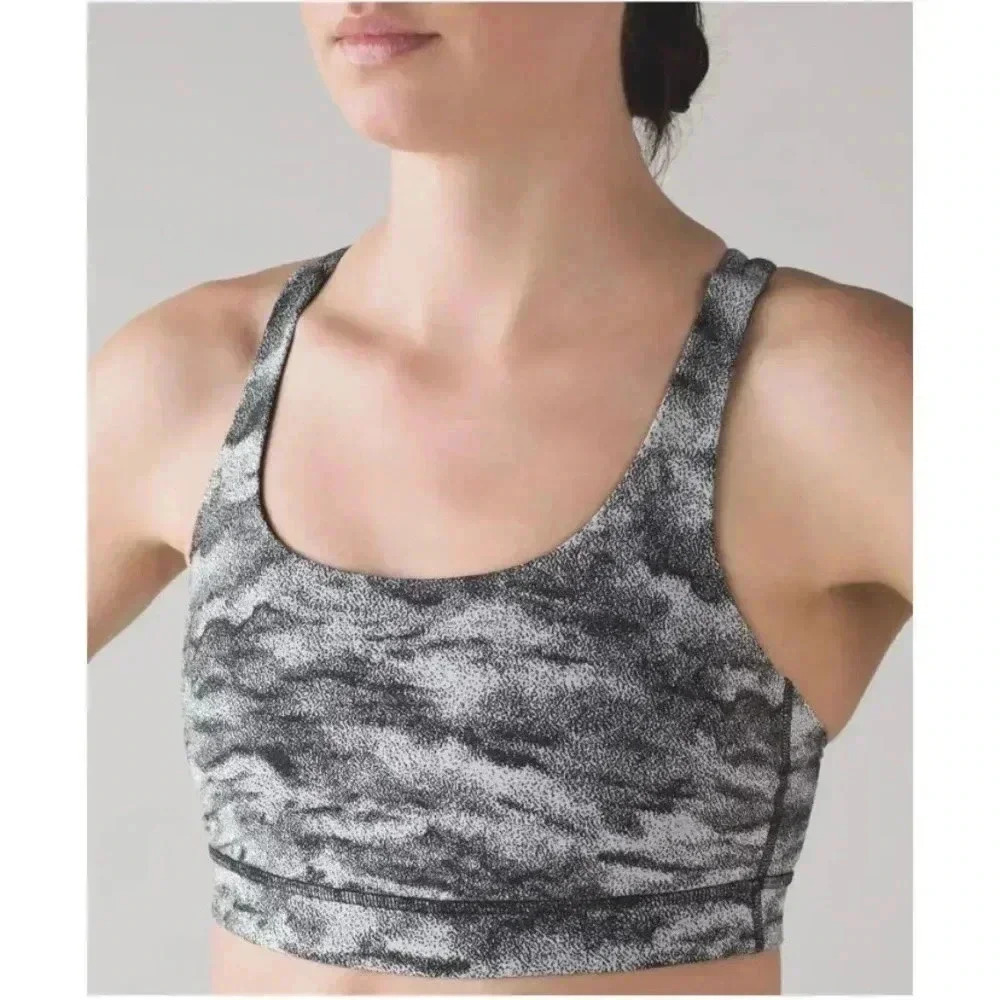 lululemon athletica Black and Gray Patterned Sports Bra
